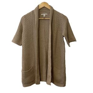 Banana Republic Wool Alpaca Blend Open Front Short Sleeve Knit Cardigan Medium